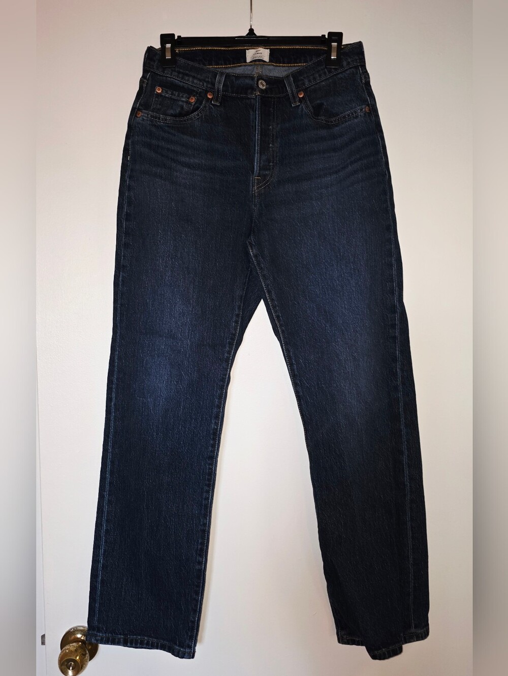 Dark Blue Womens Straight-Leg 501 Levis Jeans